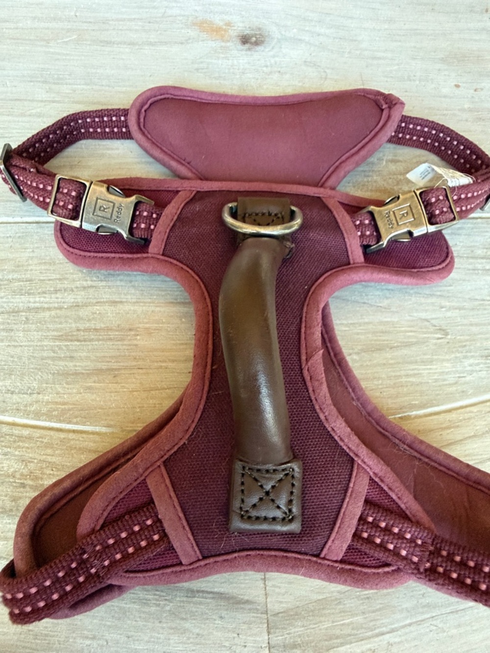 Reddy Adjustable Burgundy Dog Harness with Leather Handle - medium